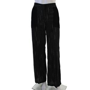Azulu Womesn Striped High-Rise Wide Leg Pants Trousers Black Size 4